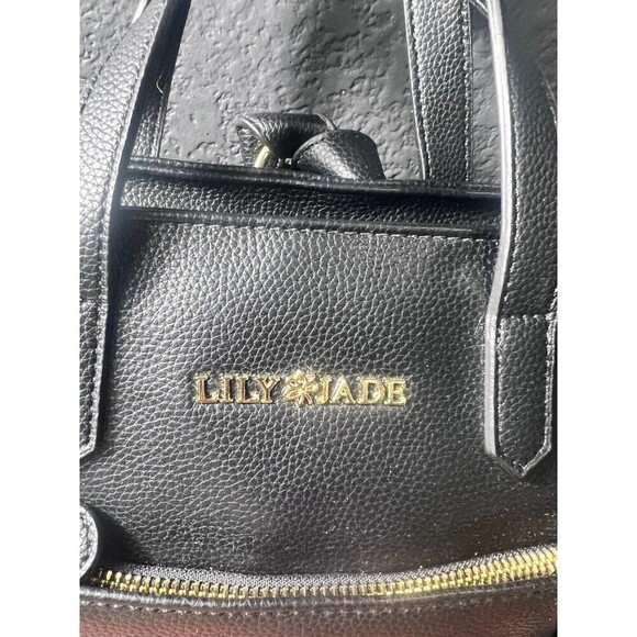 Lily Jade Brittany Convertible Tote Diaper Bag Black Vegan Leather Tassel Travel - Picture 5 of 16